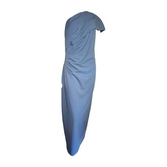 Celebrate DB Studio Dress Womens Size 16 Slate Blue Ruched One Shoulder Crepe - Picture 1 of 8